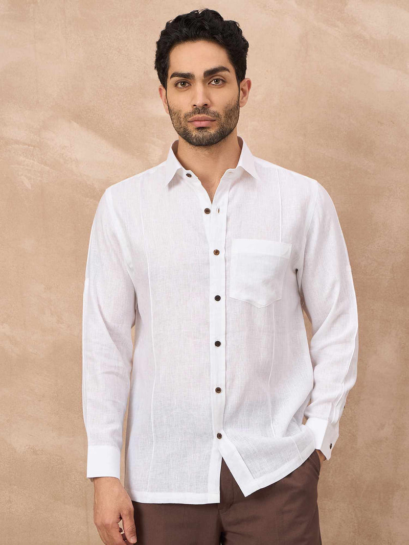 Classy White: Full Sleeves Linen Shirt