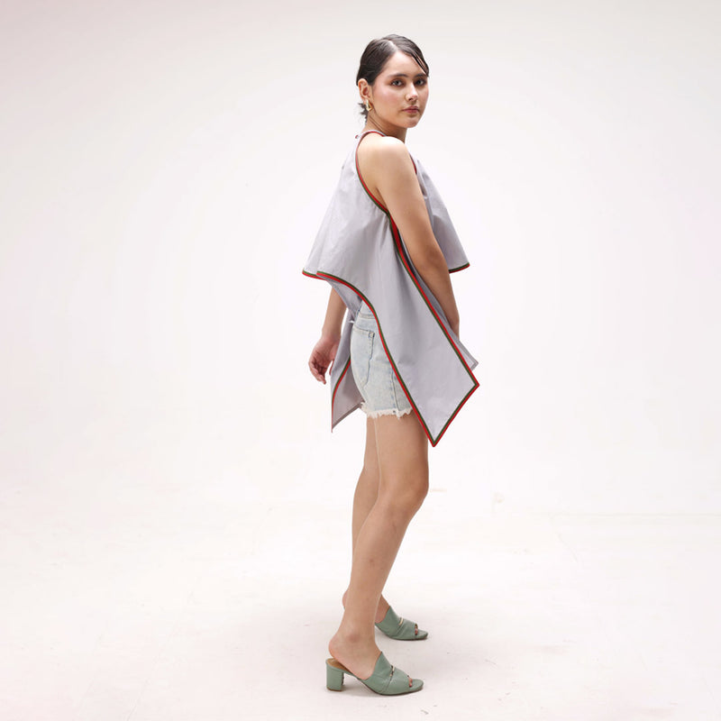 Rosy Grey Asymmetrical Crop Top