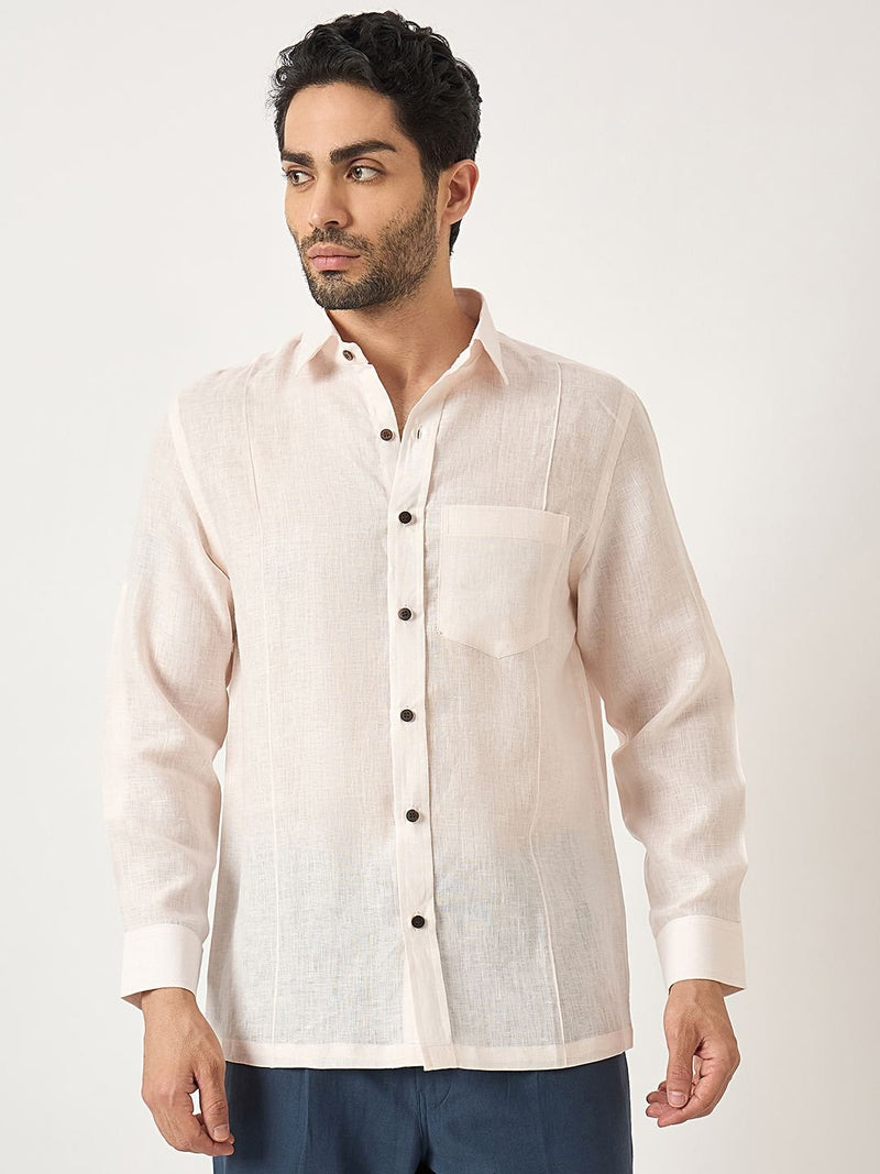 Light Pink: Full Sleeves Linen Shirt