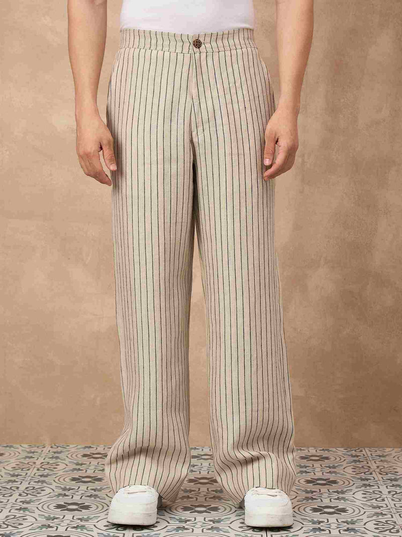 Stripe 100% Linen: Casual and Comfortable Pants