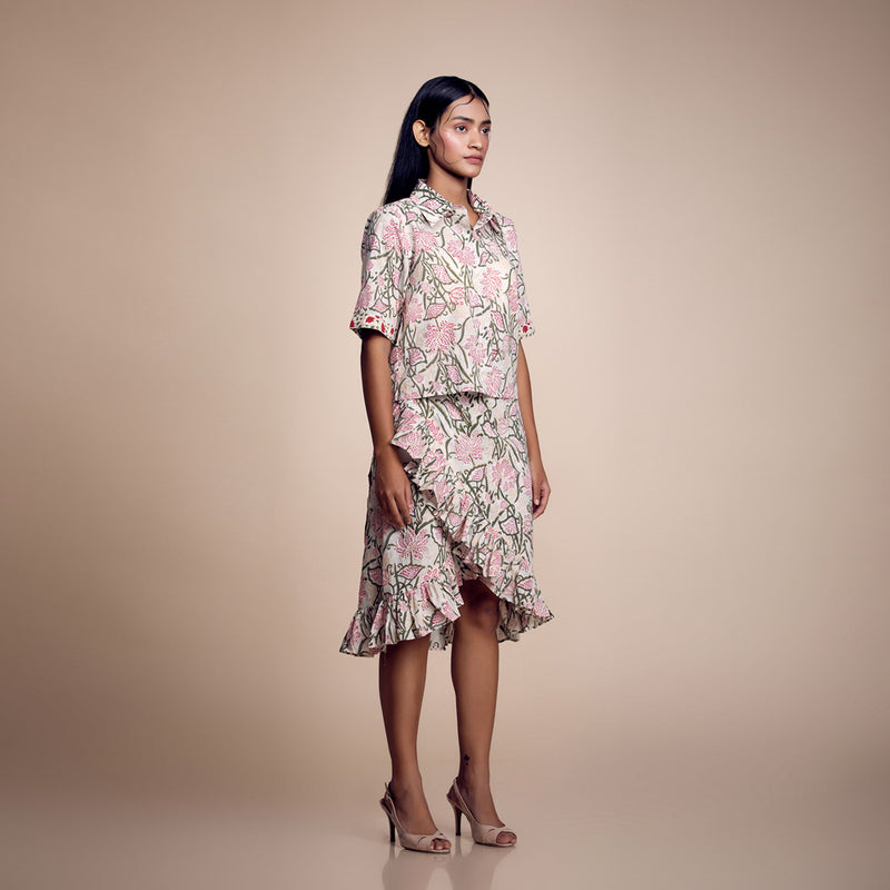 Mint-Green Floral Printed Cotton Co-ord
