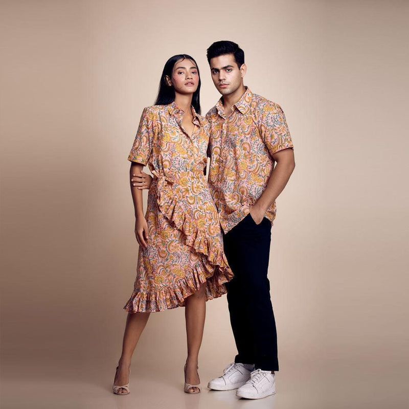 Autumn Aura: Trendy Burnt-Orange Printed Cotton Co-ord for Stylish Coordination