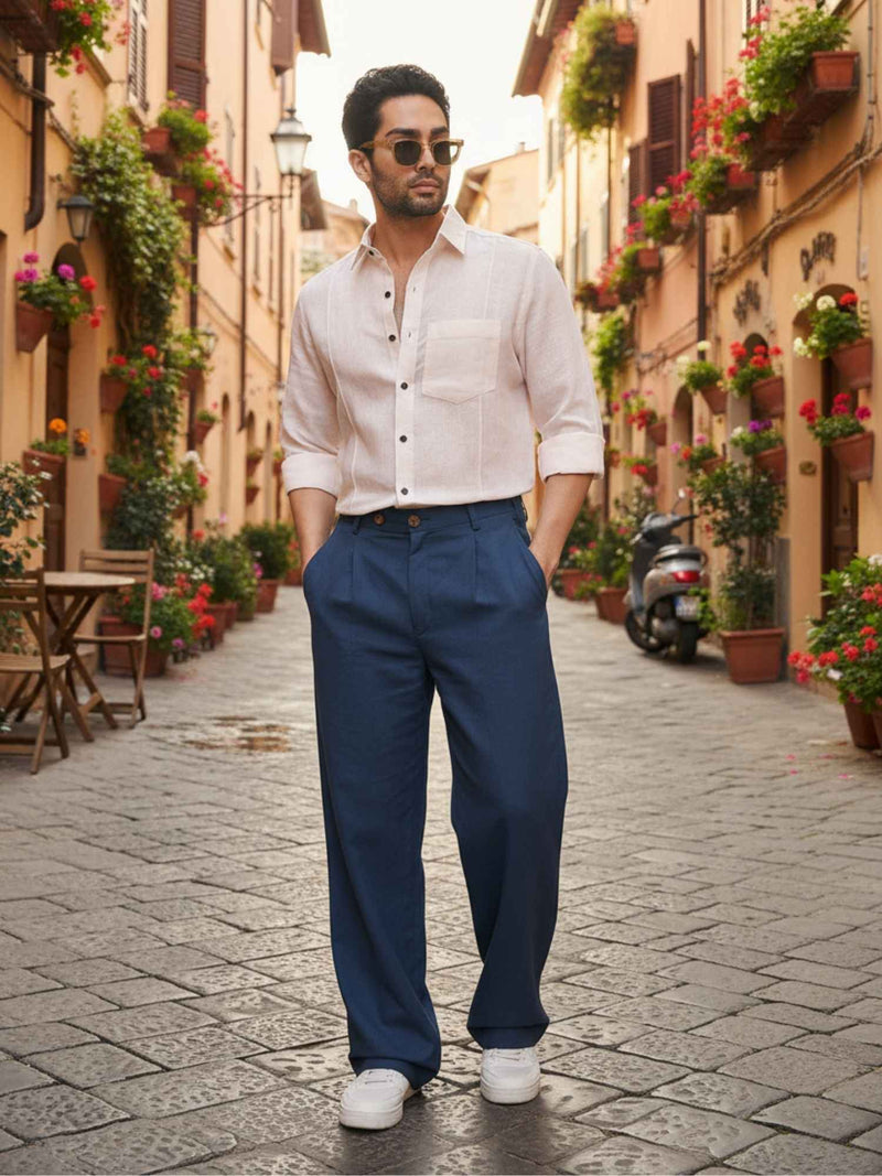 Blue : Classy and Comfortable Linen Pants