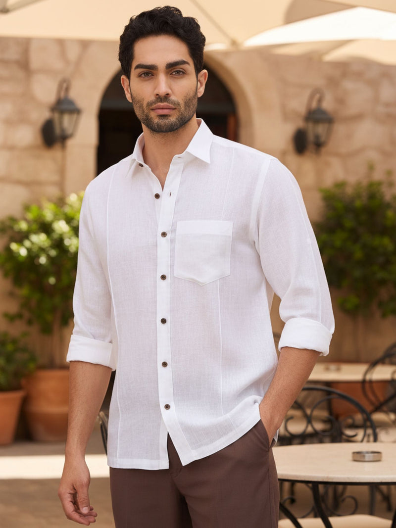 Classy White: Full Sleeves Linen Shirt