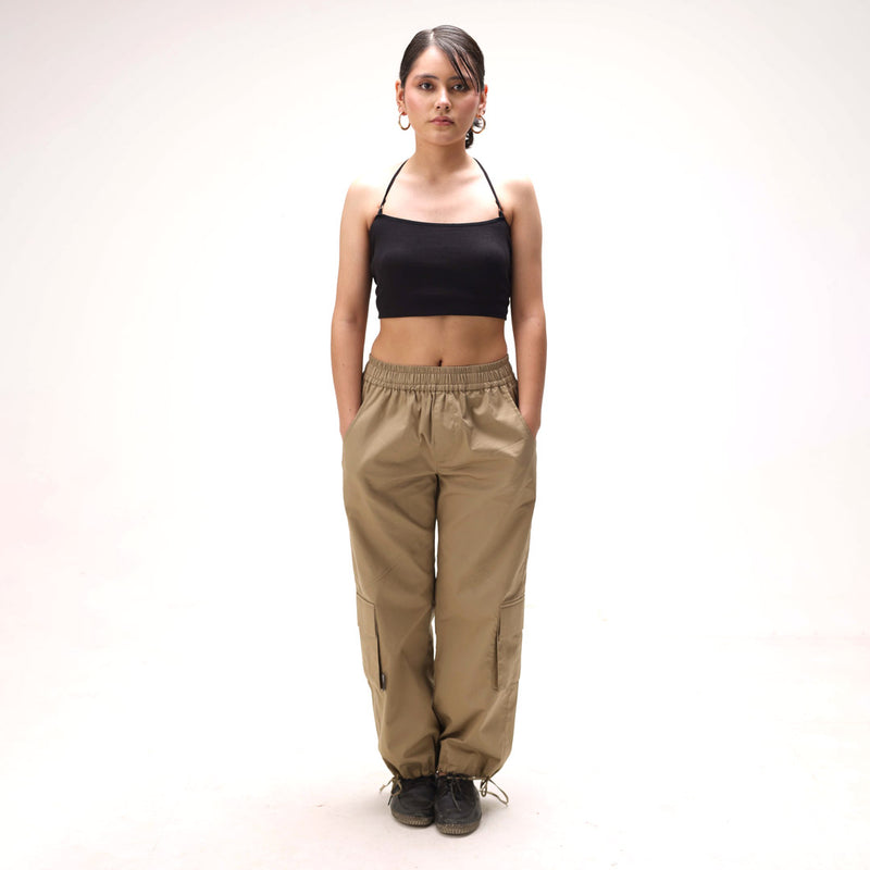 Petal Beige Cotton Cargo Pants