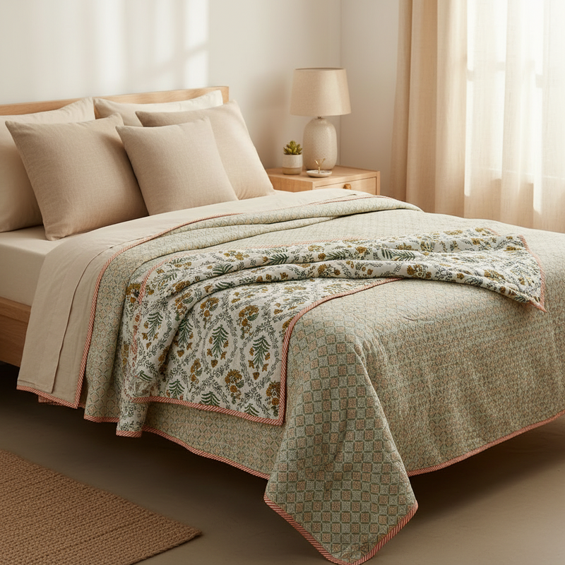 Prakrit Reversible Cotton Dohar Set (Pack of 2)
