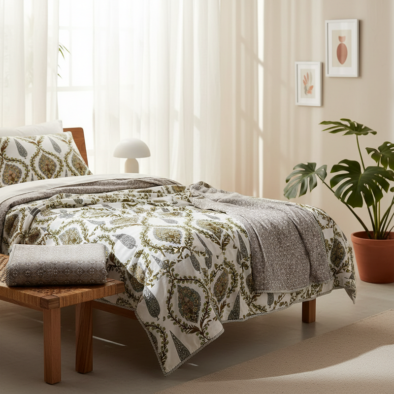 Enchanting Forest Reversible Cotton Dohar Set (Pack of 2)
