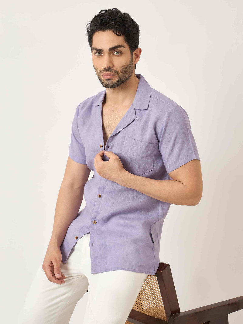 Lavender Luxe: Half Sleeves Linen Shirt