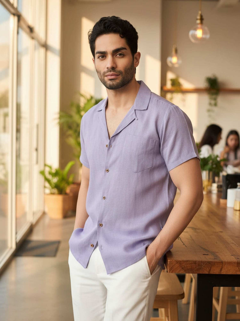 Lavender Luxe: Half Sleeves Linen Shirt