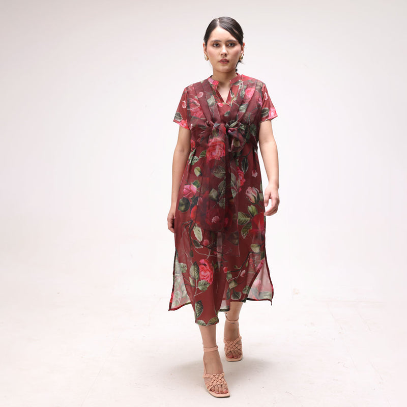 Rosebud Red Georgette Tunic