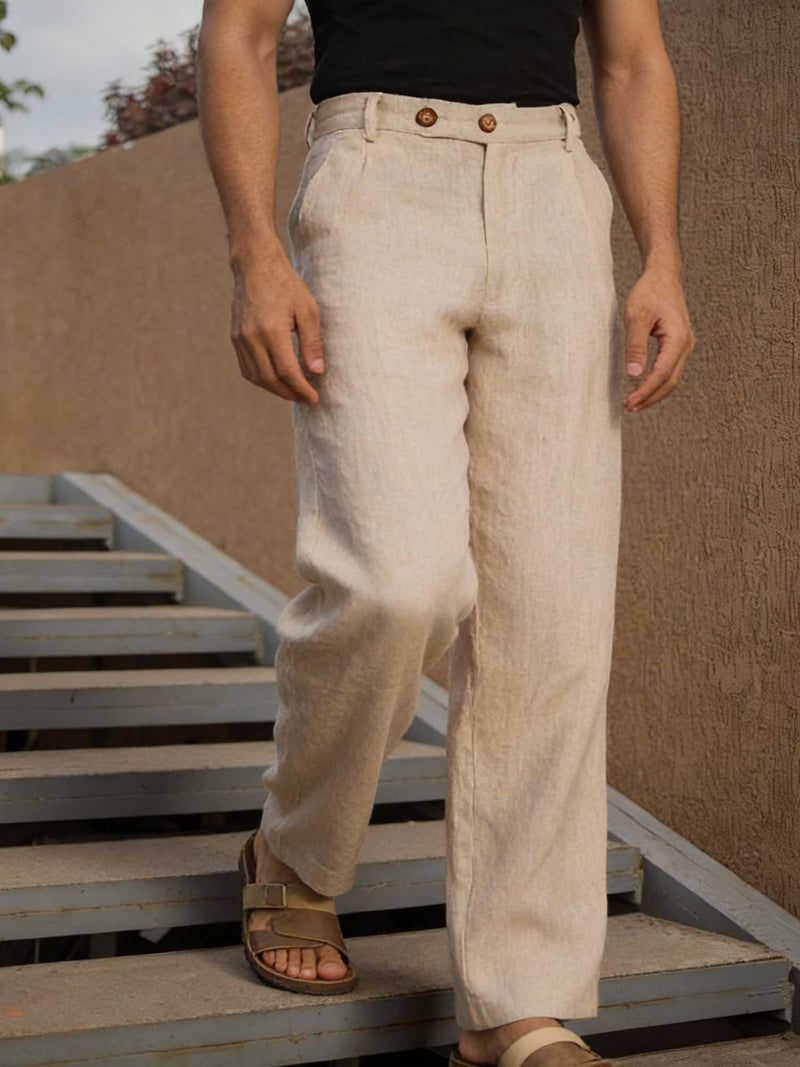 Natural Beige 100% Linen: Classy and Comfortable Pants