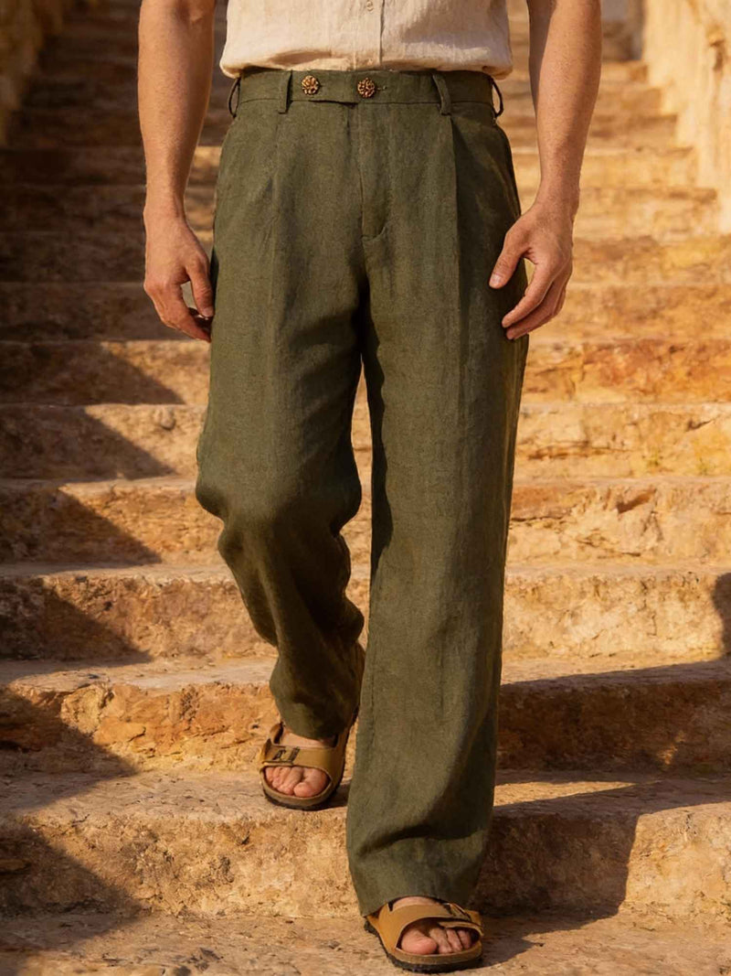 Olive Green 100% Linen: Classy and Comfortable Pants