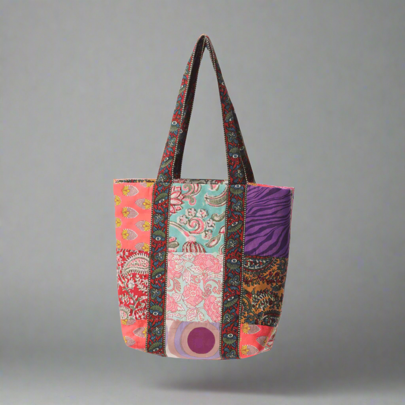 Patchy Printed Tote - Multi Colour