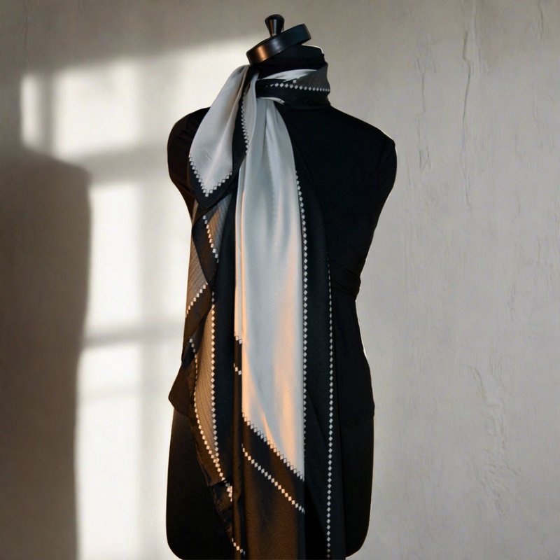 Monochrome Melody Satin Stole