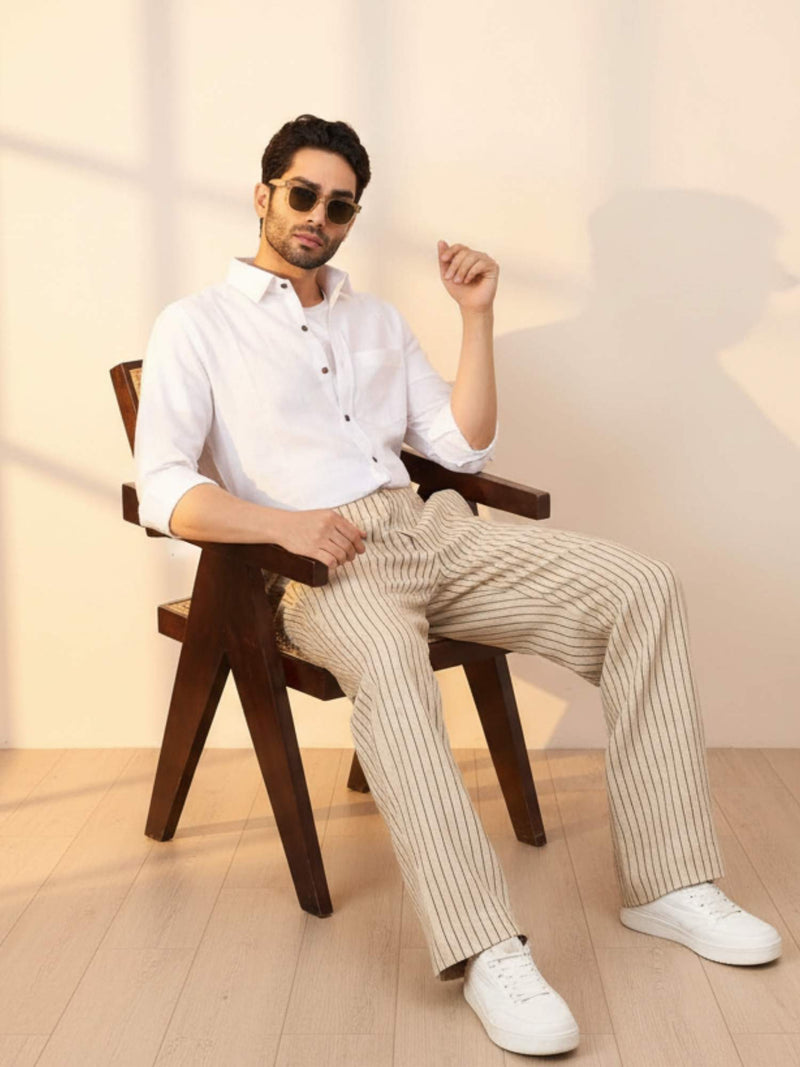 Stripe 100% Linen: Casual and Comfortable Pants