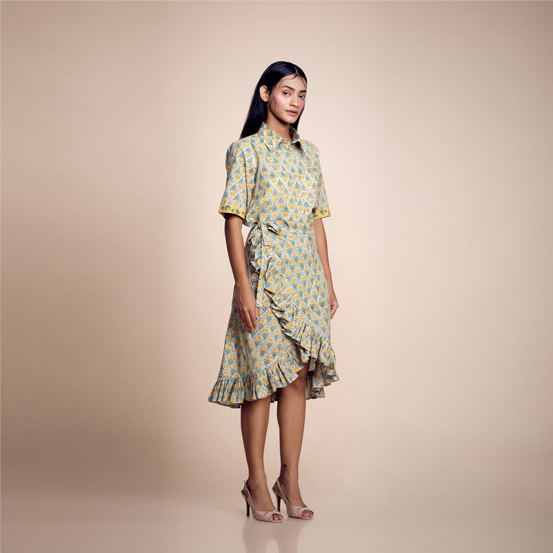 Green-Yellow Printed Cotton Co-ord