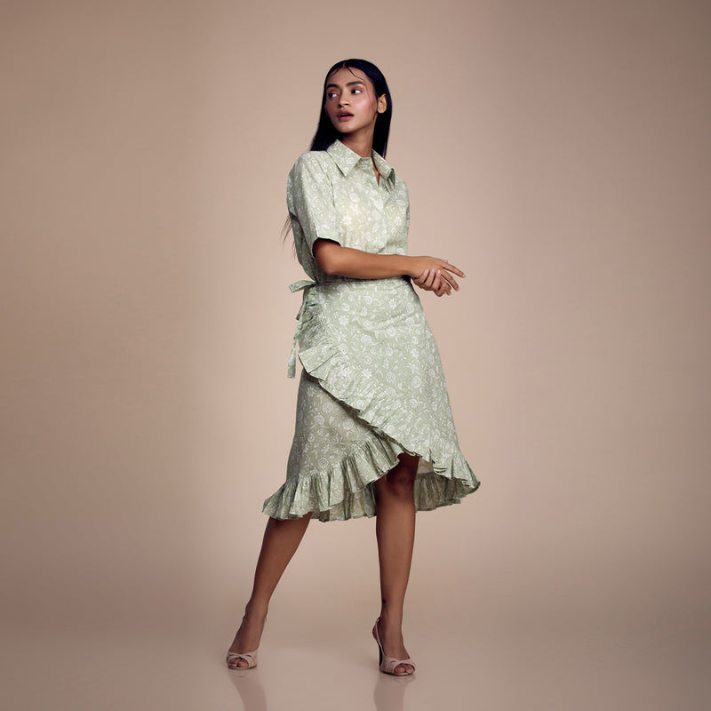 Pastel Green Printed Cotton Co-ord