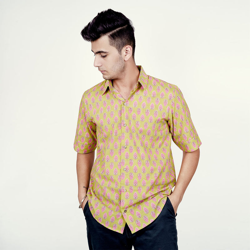 Emerald Oasis: Sustainable Green Cotton Shirt