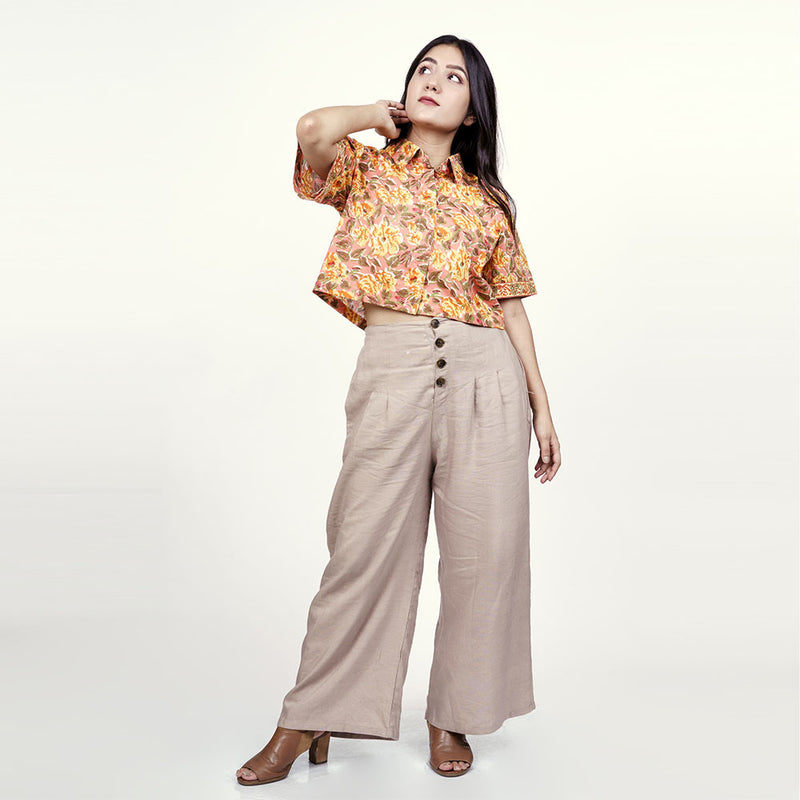 Peach Cotton Crop Shirt