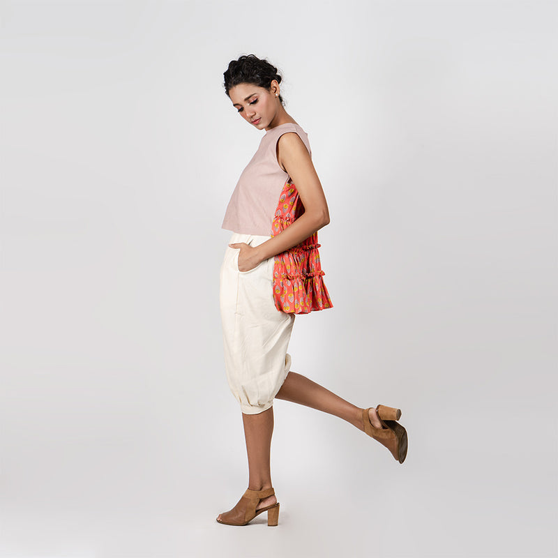 Neon Orange and Beige Shore Essence Cotton Top